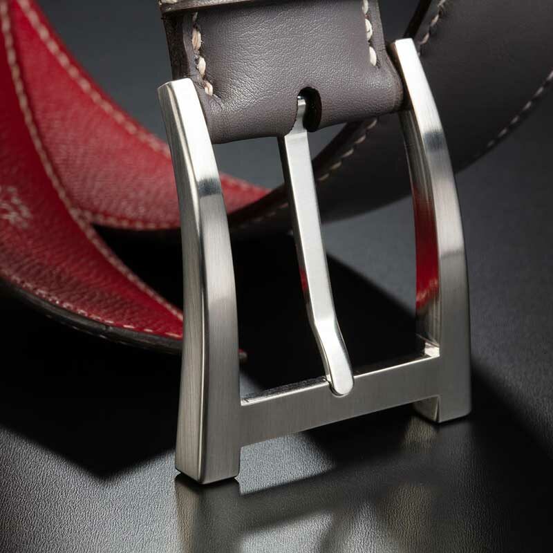 ceinture en veau lisse gris polaire 2