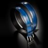 ceinture en veau végétal bleu indigo, intérieur noir et boucle Square 1