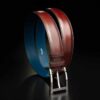 ceinture en veau végétal marron patinée intérieur pétrol et boucle Alpha 1