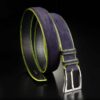 ceinture en veau velours marine, intérieur noir et boucle Delta 1