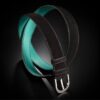ceinture en veau velours noir, intérieur turquoise et boucle Omega 1