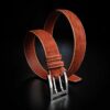 ceinture veau velours rouille, intérieur rouille et boucle militaire 1