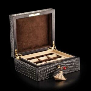 coffret montres crocodile noir