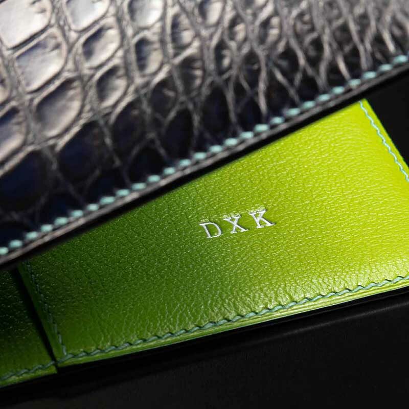 couverture d'agenda en crocodile bleu 3