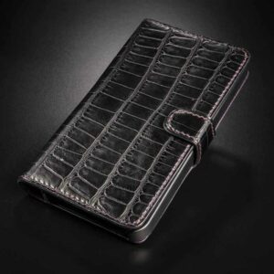 étui à smartphone en crocodile noir 1