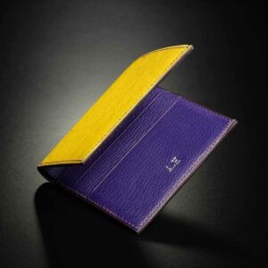 porte-cartes en autruche jaune 1