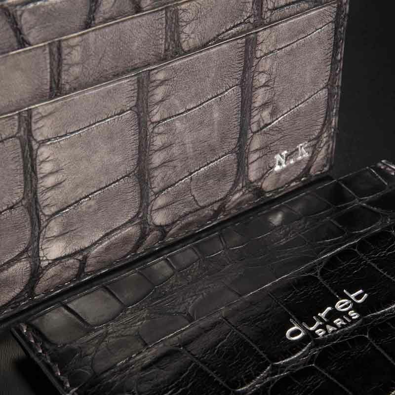 porte-cartes en crocodile anthracite ou noir 3