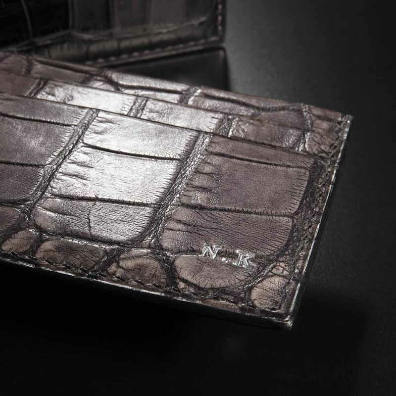 porte-cartes en crocodile anthracite ou noir 4