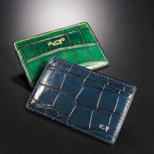 porte-cartes en crocodile vert ou bleu 1