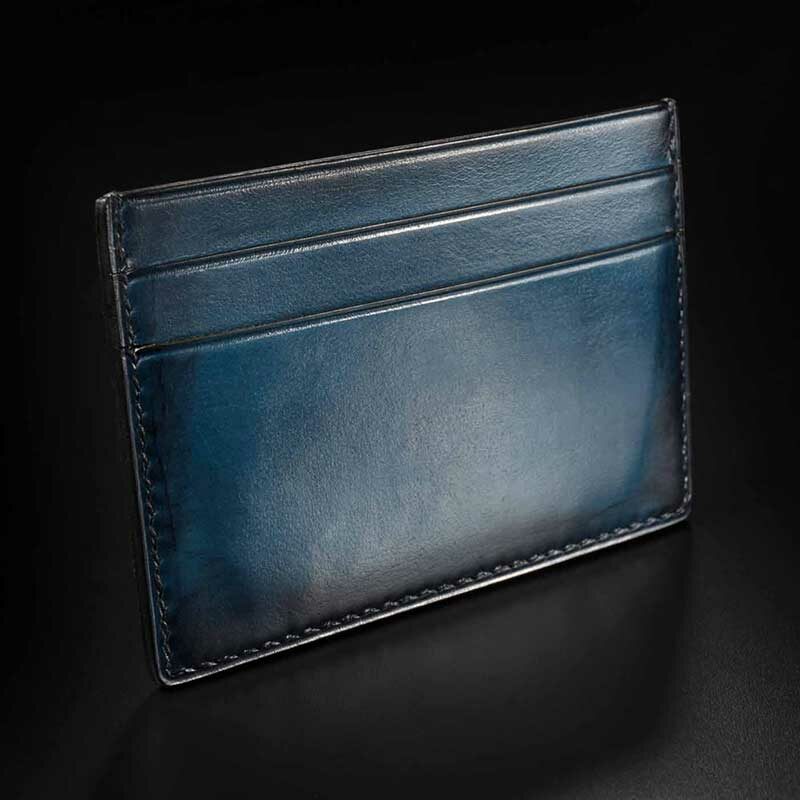 porte-cartes en veau bleu patiné 4