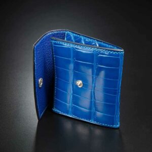porte-monnaie en crocodile bleu indigo 1