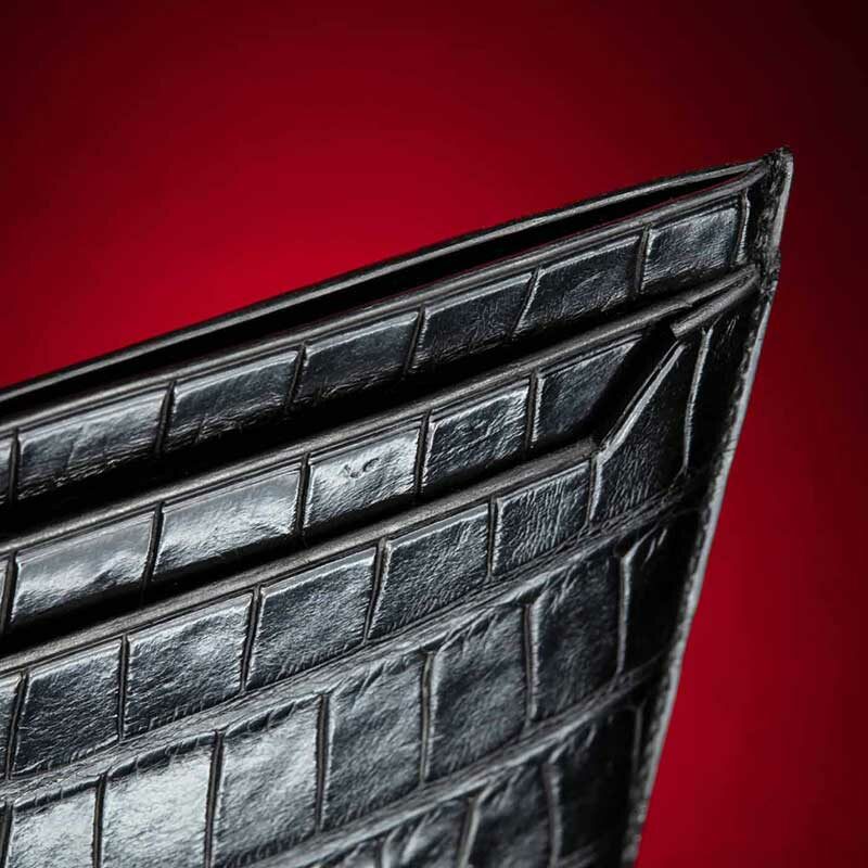porte papiers officiels en crocodile noir 3