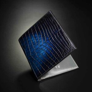 portefeuille en crocodile dégradé de bleu 1