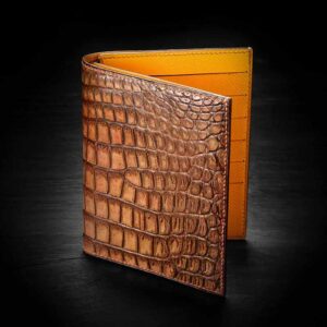 portefeuille en crocodile dégradé marron clair 1