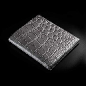 portefeuille en crocodile gris 2