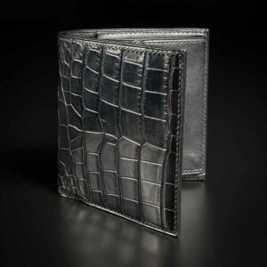 portefeuille en crocodile noir 1