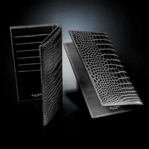 portefeuille en crocodile noir mat 1