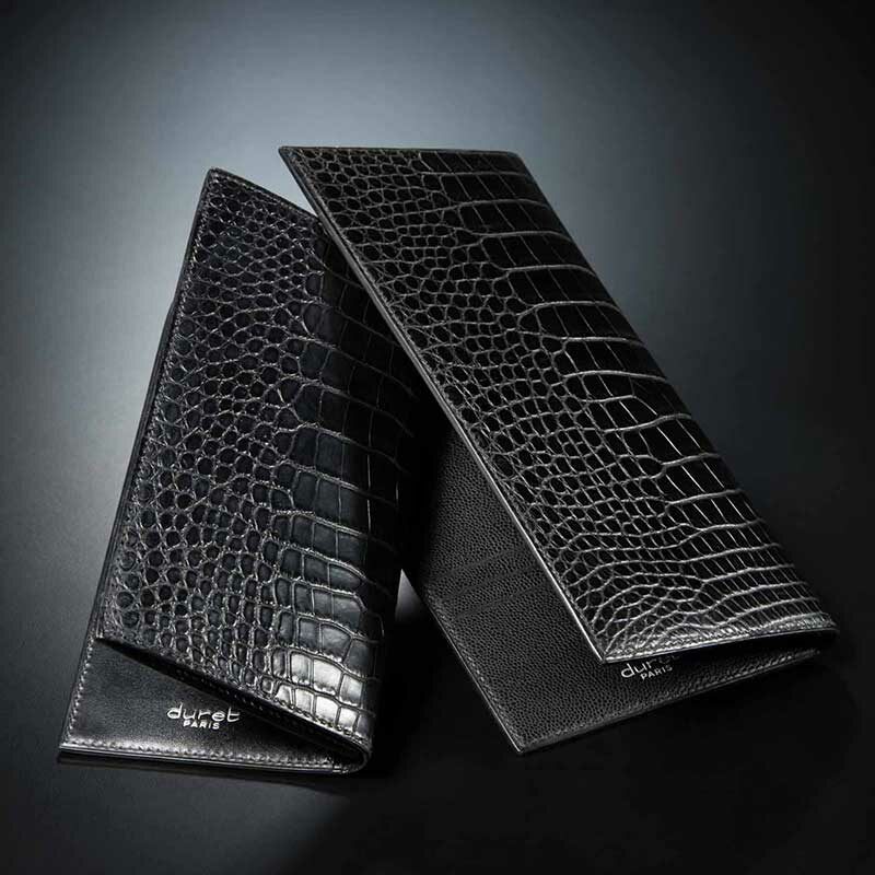 portefeuille en crocodile noir mat 4