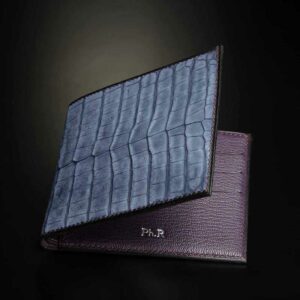 portefeuille Empeiria en crocodile gris-bleu 1