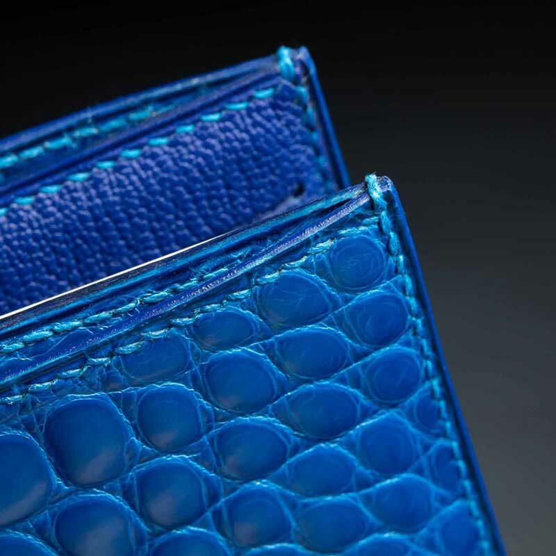 portefeuille Ethymo en crocodile bleu indigo 3