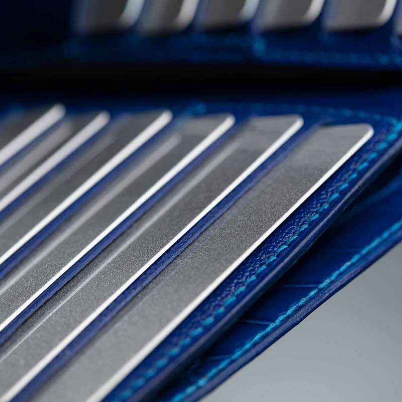 portefeuille Ethymo en crocodile bleu indigo 4