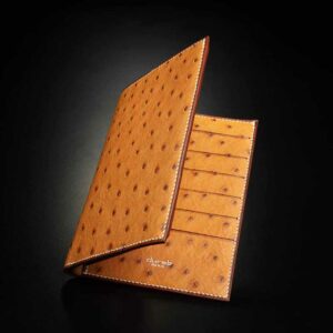 portefeuille grand modèle en autruche miel 1