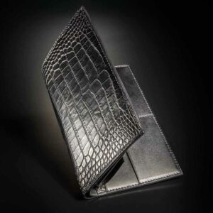 portefeuille grand modèle en crocodile noir 1