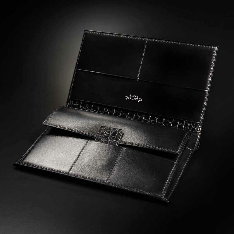 portefeuille grand modèle en crocodile noir 2