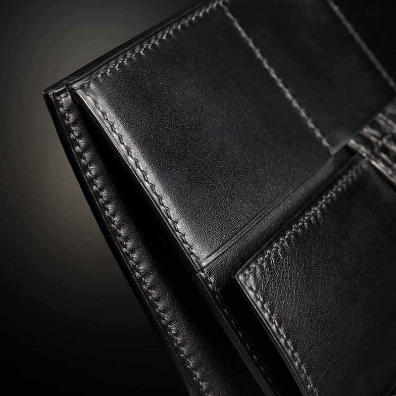 portefeuille grand modèle en crocodile noir 3