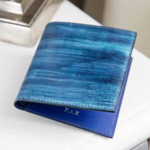 portefeuille en veau bleu delavé 1