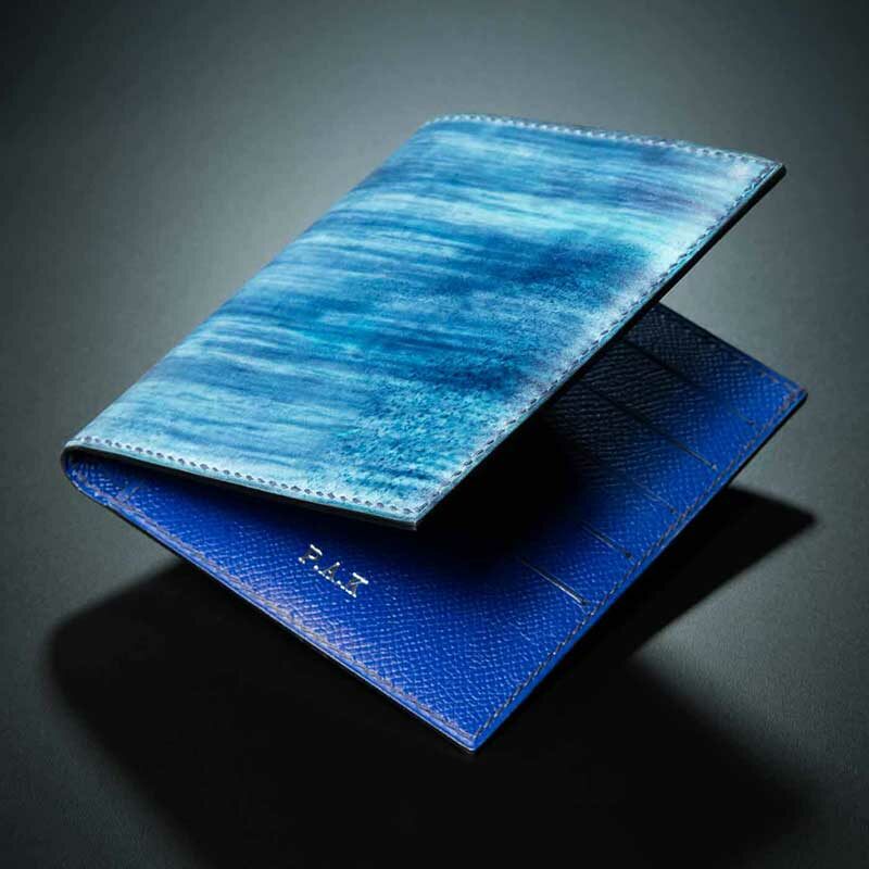 portefeuille en veau bleu delavé 3