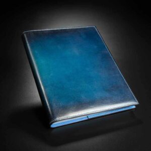 protège-cahier en veau bleu dégradé 1