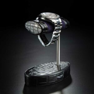 support de montre en crocodile noir