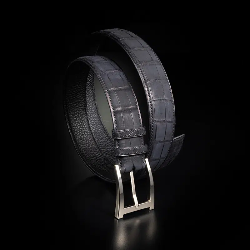 Nubuck Crocodile Belt in Chocolate